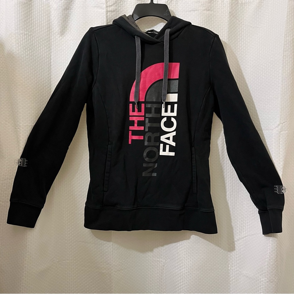 The North Face Hooded Sweatshirt Graphic Kangaroo Pocket Outdoor Black Medium